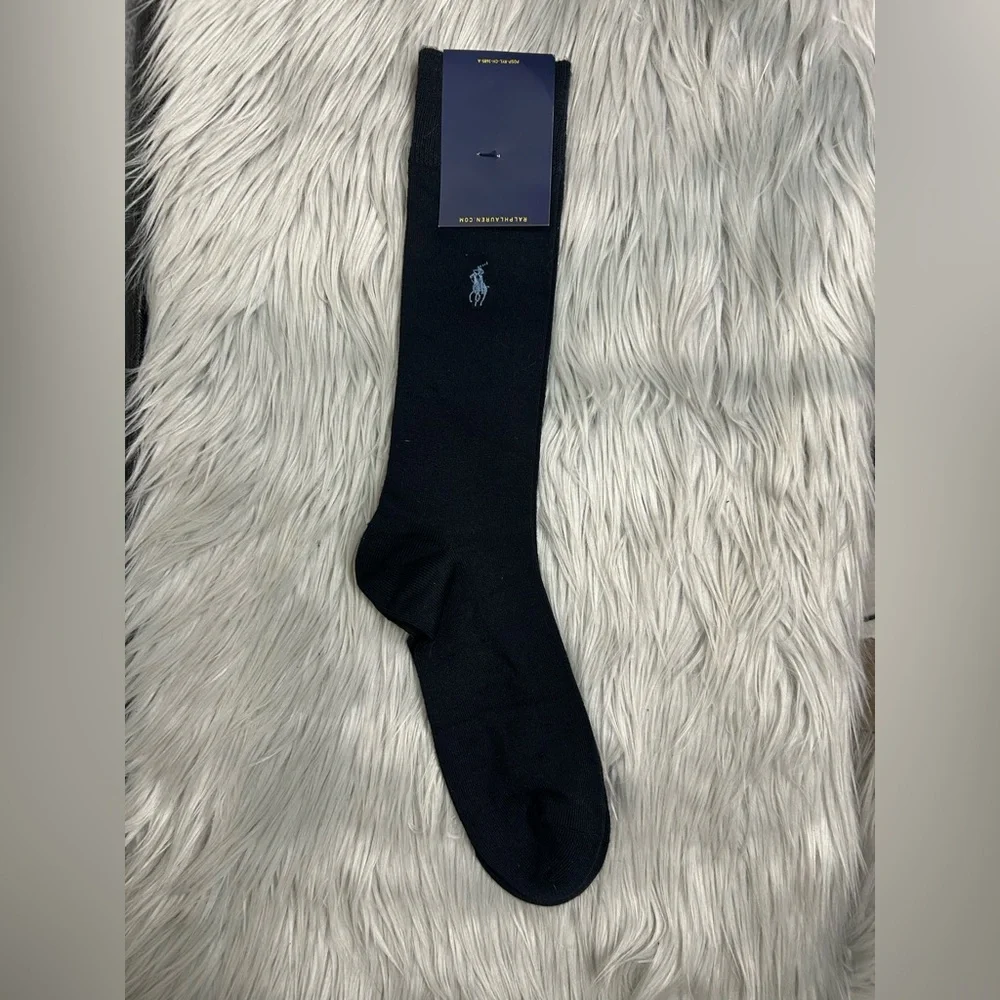 Polo Ralph Lauren Navy Blue Dress Socks Men’s Classic Crew Logo New w/ Tags